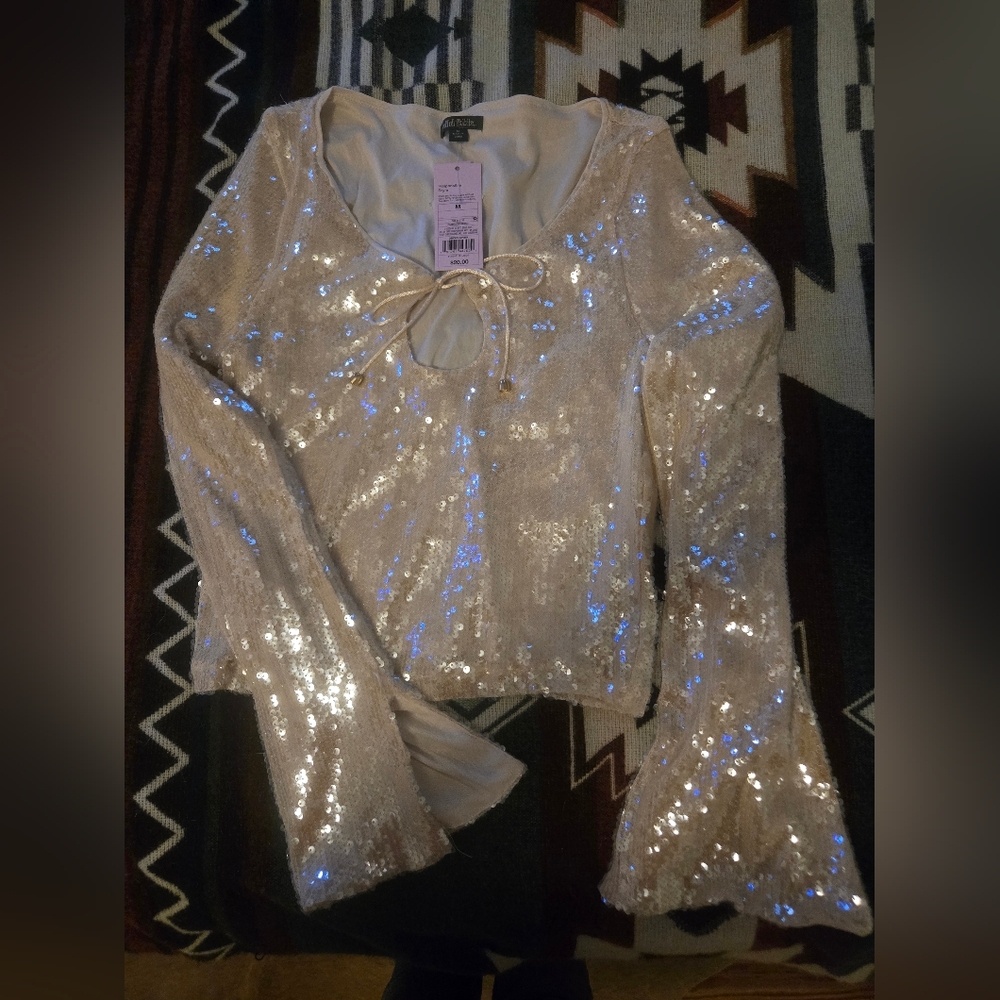 Wild Fable Champagne Sequin Top